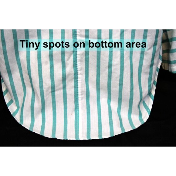 VTG 80s Summerfield Striped Button up Blouse Shirt Lg Teal Blue Preppy Classic - Picture 9 of 12